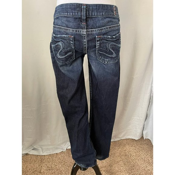 Silver Women's Dark Wash Toni Light Distressed Boot Cut Jeans - 28x33 - Picture 5 of 13